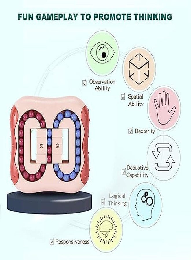 LISHER Magic Bean Cube Rotating Decompression Finger Gyro Ball Spinning Magic Bean Spinner Toy | Intelligent Rotating Finger tip Top Toy | Puzzle | Stress Relief Rotation Cube - Image 3